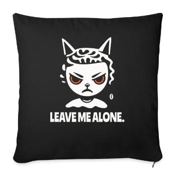 Laisse-moi tranquille, une fille de chat de dessin animé - Housse de coussin décorative 45 x 45 cm - noir - Devant