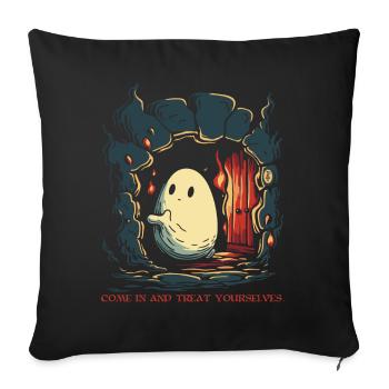 Come in and treat yourself, the little ghost - Sofa pillowcase 17,3'' x 17,3'' (45 x 45 cm) - black - Front
