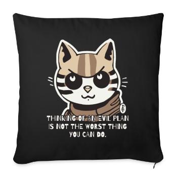Evil Cat Makes Evil Plans - Sofa pillowcase 17,3'' x 17,3'' (45 x 45 cm) - black - Front