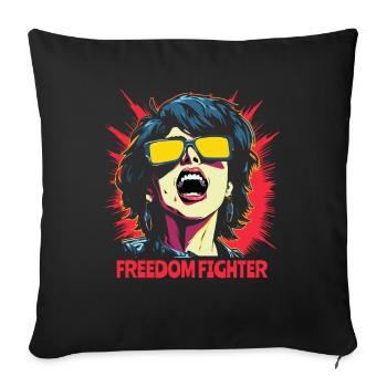 pop art Frau Freiheitskämpferin mit Sonnebrille - Sofakissenbezug 45 x 45 cm - Schwarz - Vorne
