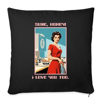 1950 femme au foyer bien sûr, je t’aime aussi - Housse de coussin décorative 45 x 45 cm - noir - Devant