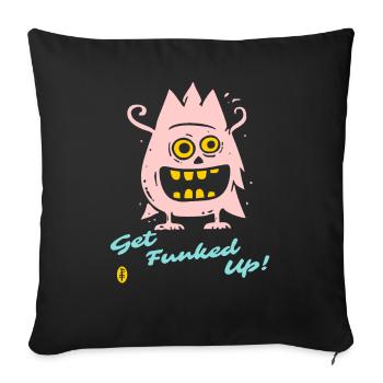 Get Funked Up : Monstre fou rose - Housse de coussin décorative 45 x 45 cm - noir - Devant
