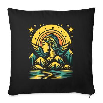 Nature, Montagnes, Rivière et Mère Nature - Housse de coussin décorative 45 x 45 cm - noir - Devant