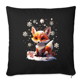 Cute Cute Fox in Winter Gift - Sofa pillowcase 17,3'' x 17,3'' (45 x 45 cm) - black - Front