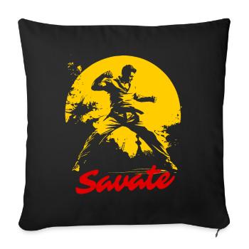 Arts Martiaux France : Savate Fighter - Housse de coussin décorative 45 x 45 cm - noir - Devant