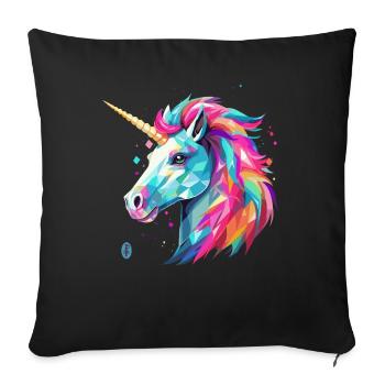 Unicorn in glass style - Sofa pillowcase 17,3'' x 17,3'' (45 x 45 cm) - black - Front