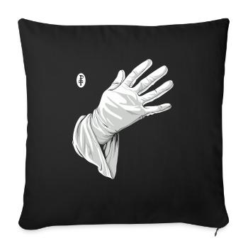 Touche-moi, gant blanc - Housse de coussin décorative 45 x 45 cm - noir - Devant