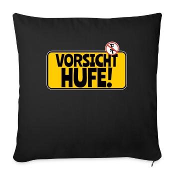 Achtung Pferde: Vorsicht Hufe - Sofakissenbezug 45 x 45 cm - Schwarz - Vorne
