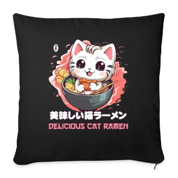 Delicious cat ramen - Sofa pillowcase 17,3'' x 17,3'' (45 x 45 cm) - black - Front