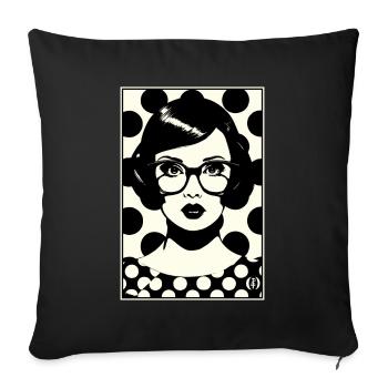 1950s Polka Dot Glasses Secretary Wife - Sofa pillowcase 17,3'' x 17,3'' (45 x 45 cm) - black - Front