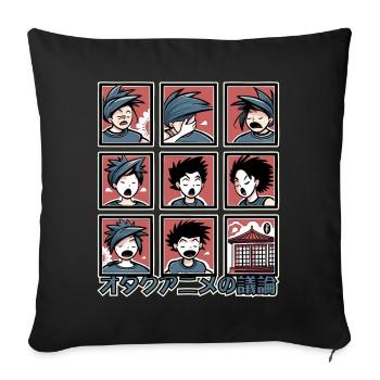 オタクアニメの議論 Anime-Otaku-Diskussionen - Sofakissenbezug 45 x 45 cm - Schwarz - Vorne