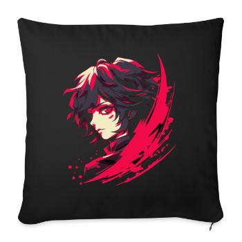 Japanisches Manga Anime Mädchen - Sofakissenbezug 45 x 45 cm - Schwarz - Vorne