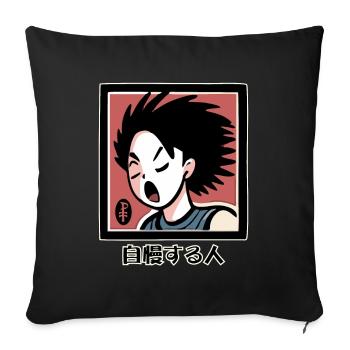 Anime Tarot: 自慢する人 The Boaster, The Show-Off - Sofa pillowcase 17,3'' x 17,3'' (45 x 45 cm) - black - Front