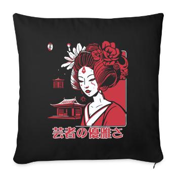 芸者の優雅さ : La grâce d’une geisha - Housse de coussin décorative 45 x 45 cm - noir - Devant