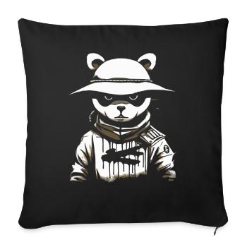 Martial Arts Fighting Bear - Sofa pillowcase 17,3'' x 17,3'' (45 x 45 cm) - black - Front