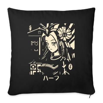 Half Japanese, un style manga animé pour les gens - Housse de coussin décorative 45 x 45 cm - noir - Devant