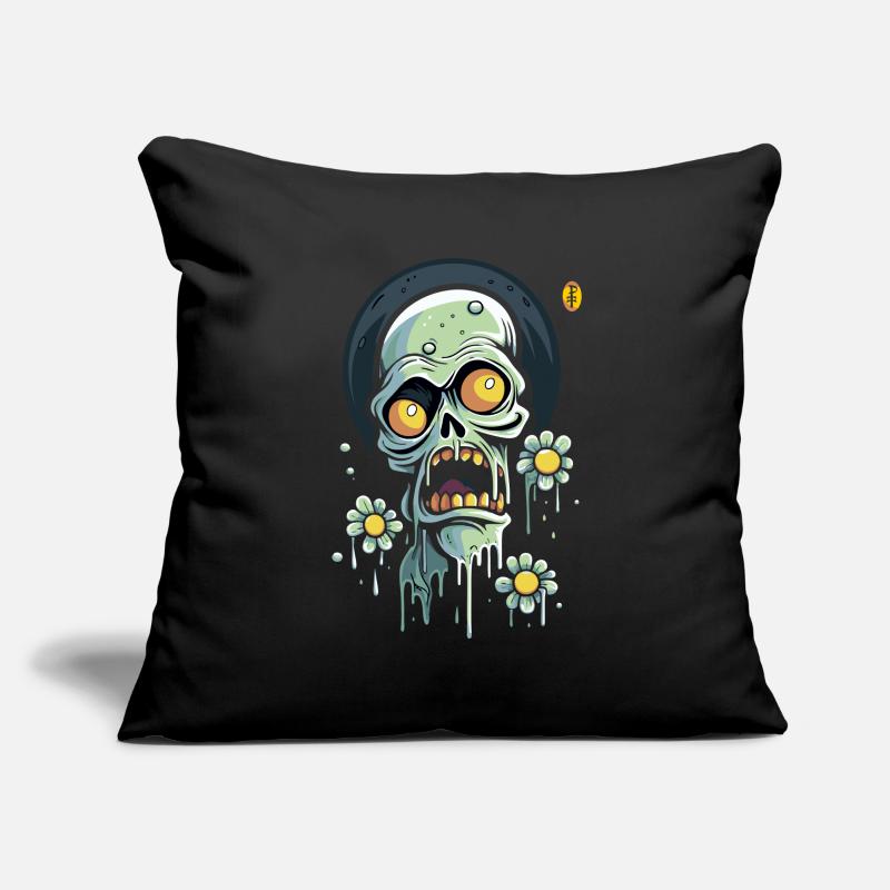Puissance florale et crâne effrayé Housse de coussin décorative 45 x 45 cm