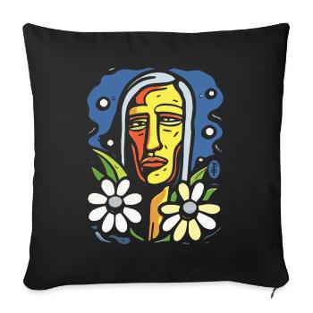 Modern Art Style: Colorful Flowers Native Americans - Sofa pillowcase 17,3'' x 17,3'' (45 x 45 cm) - black - Front