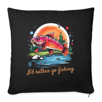 Je préfère aller à la pêche, pêcher du poisson - Housse de coussin décorative 45 x 45 cm - noir - Devant
