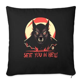 Chien de l’enfer de dessin animé, rendez-vous en enfer - Housse de coussin décorative 45 x 45 cm - noir - Devant