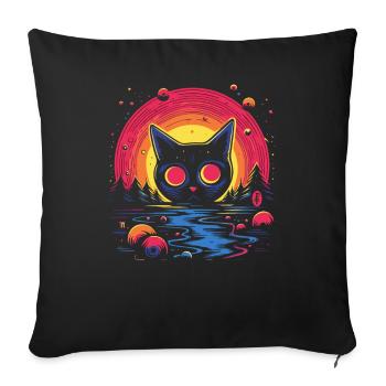 Swirling tomcat and the beauty of nature - Sofa pillowcase 17,3'' x 17,3'' (45 x 45 cm) - black - Front