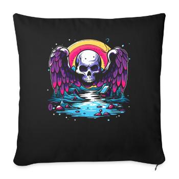 Der Totenkopf Geier besucht das ländliche Camping - Sofakissenbezug 45 x 45 cm - Schwarz - Vorne