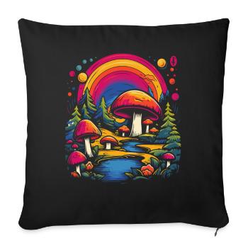 Rainbow nature mushrooms in mushroom wonderland forest - Sofa pillowcase 17,3'' x 17,3'' (45 x 45 cm) - black - Front
