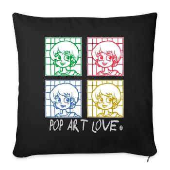 Cartoon Anime Meets Pop Art Love - Sofa pillowcase 17,3'' x 17,3'' (45 x 45 cm) - black - Front