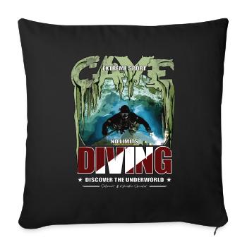 Cave Diving Cave Diving Gift Extreme Sports - Sofa pillowcase 17,3'' x 17,3'' (45 x 45 cm) - black - Front