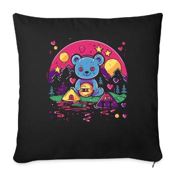 A cuddly bear in the wonderland of love - Sofa pillowcase 17,3'' x 17,3'' (45 x 45 cm) - black - Front