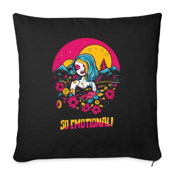 Tellement émouvant : cœurs et nature - Emo Girl - Housse de coussin décorative 45 x 45 cm - noir - Devant