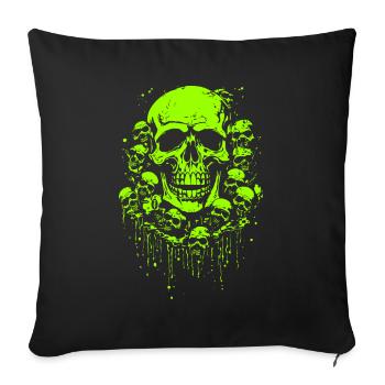 Green slimy funny skulls abound - Sofa pillowcase 17,3'' x 17,3'' (45 x 45 cm) - black - Front