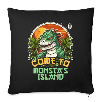 Come to Iguana Rex Monsta Island Monster - Sofa pillowcase 17,3'' x 17,3'' (45 x 45 cm) - black - Front