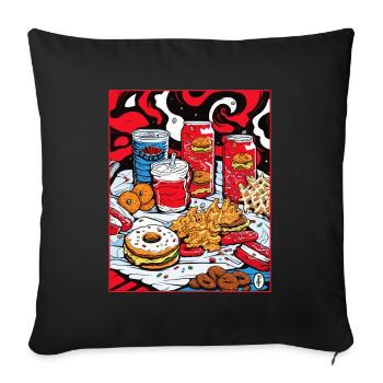 Beignets au sucre, limonade sucrée, bonbons et jeûne - Housse de coussin décorative 45 x 45 cm - noir - Devant