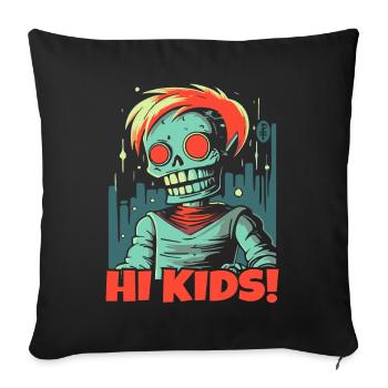 Casual zombie skeleton greets the kids - Sofa pillowcase 17,3'' x 17,3'' (45 x 45 cm) - black - Front