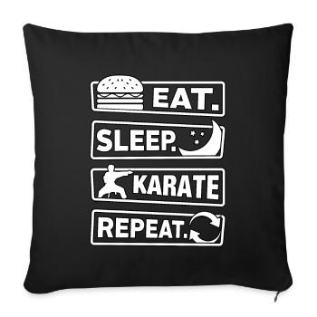 Eat Sleep Karate Repeat - Sofa pillowcase 17,3'' x 17,3'' (45 x 45 cm) - black - Front