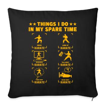 Ce que je fais pendant mon temps libre Karaté - Housse de coussin décorative 45 x 45 cm - noir - Devant