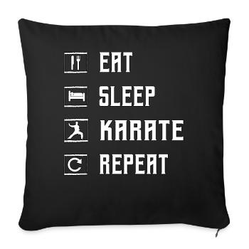 Manger Dormir Karaté Répéter - Housse de coussin décorative 45 x 45 cm - noir - Devant