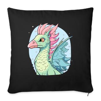 Un dragon aigle de dessin animé - Housse de coussin décorative 45 x 45 cm - noir - Devant