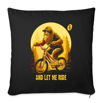 Laisse-moi conduire, Bigfoot camouflé en faisant du vélo - Housse de coussin décorative 45 x 45 cm - noir - Devant