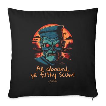 Tout le monde à bord, sale canaille ! Capitaine - Housse de coussin décorative 45 x 45 cm - noir - Devant