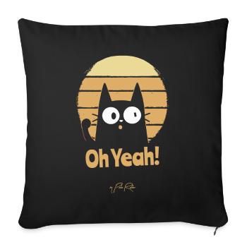 Uplifting retro cat, oh yes cat - Sofa pillowcase 17,3'' x 17,3'' (45 x 45 cm) - black - Front