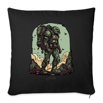 Mission on a distant planet - Sofa pillowcase 17,3'' x 17,3'' (45 x 45 cm) - black - Front