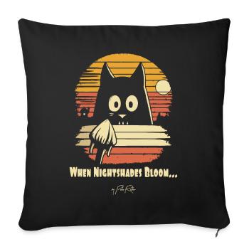 Watching Night Flowers Bloom, Retro Cat - Sofa pillowcase 17,3'' x 17,3'' (45 x 45 cm) - black - Front
