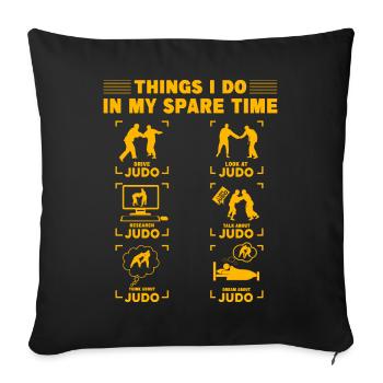 Ce que je fais pendant mon temps libre Judo - Housse de coussin décorative 45 x 45 cm - noir - Devant