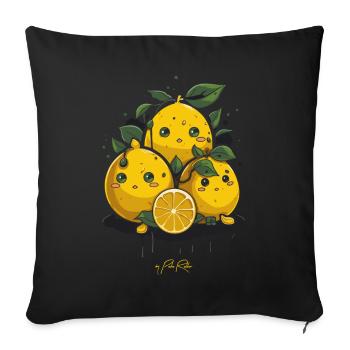 Trois citrons et demi de dessin animé - Housse de coussin décorative 45 x 45 cm - noir - Devant