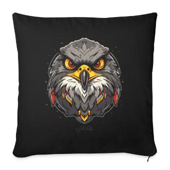 I see you, a hawk bird - Sofa pillowcase 17,3'' x 17,3'' (45 x 45 cm) - black - Front