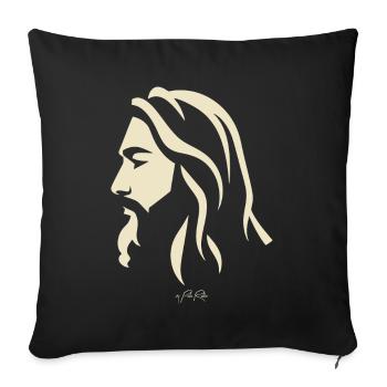 Vue latérale d’un gars comme Jésus - Housse de coussin décorative 45 x 45 cm - noir - Devant