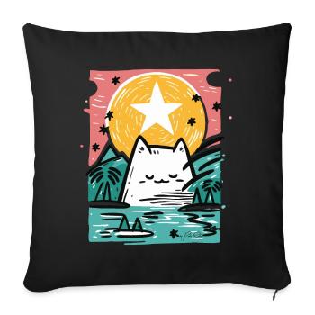 Chat endormi dans la nature - Housse de coussin décorative 45 x 45 cm - noir - Devant
