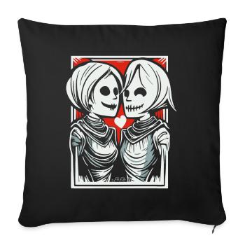 Deux amants médiévaux - Housse de coussin décorative 45 x 45 cm - noir - Devant